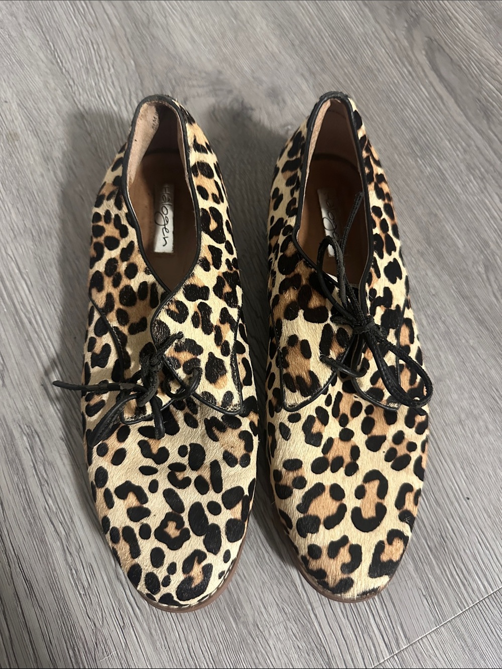 Leopard Print Pony Hair Lace-Up Oxfords